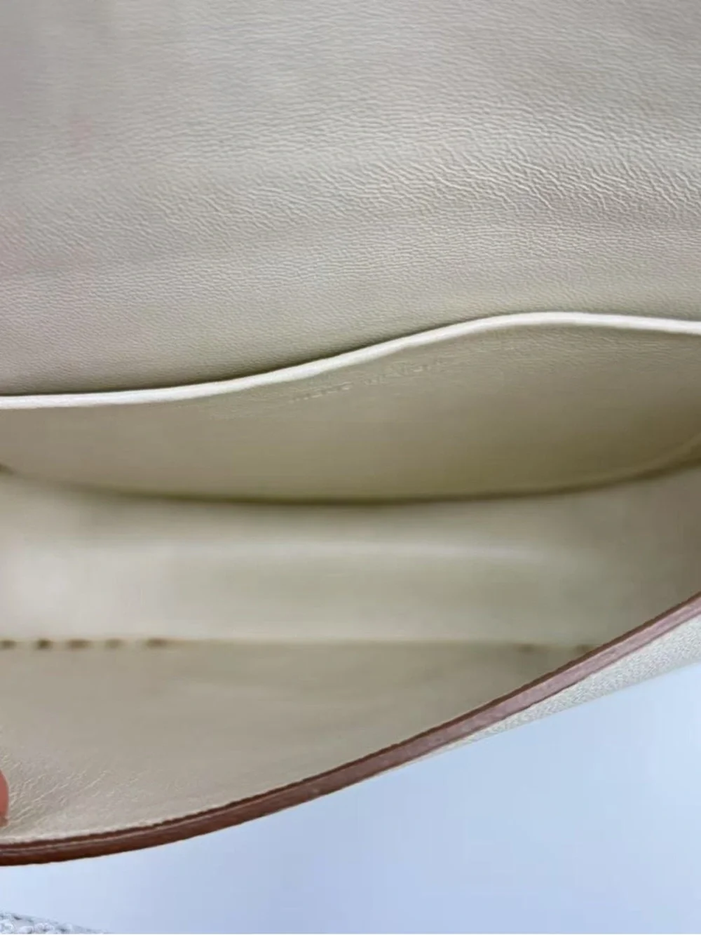 Celine Cream Leather Crossbody Bag with Gold Accent